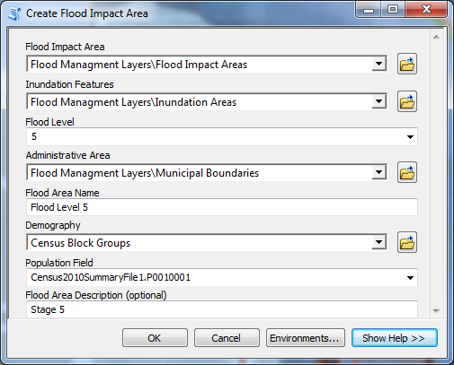 Create Flood Impact Area tool