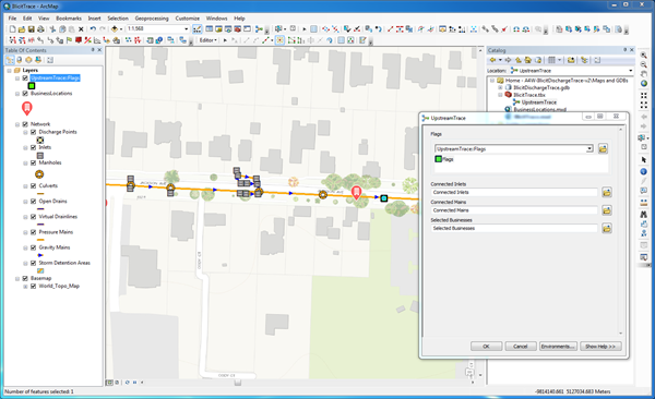 Execute UpstreamTrace geoprocessing tool in ArcMap