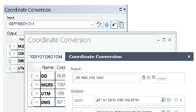 Coordinate Conversion window in ArcGIS Pro