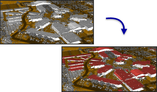 Clasasifying building rooftops in aerail lidar